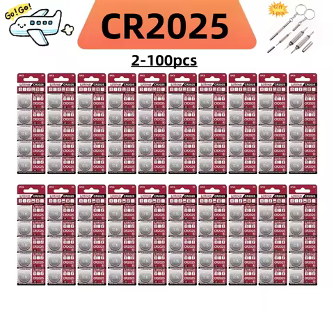 CR2025 3V Lithium Button Coin Cell Batteries for Watch,Key Fob,Remote,Calculator,Toys – DL2025,BR202