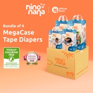Nino Nana MegaCase Tape Diapers [Bundle of 4] NB (up to 4kg) | S (4-6kg) | M (6-10kg) | L (9-13kg)