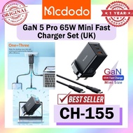 Mcdodo CH-155 65W Charger Set 65W GaN Pro Fast Charging Charger Adaptor Set Wall Adapter Set UK Plug