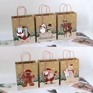 KY🎁Christmas Square Bottom Handbag High-Grade Kraft Paper Animal Pattern Hanging Card Christmas Gift Shopping Portable P