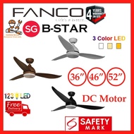 🌞[FANCO] B-STAR DC Motor Ceiling Fan + 3 Color LED Light + Remote Control
