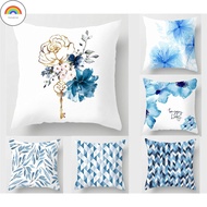 RD <COD> Cantik Pillow case 40x40,45x45,50x50,60x60. Blue Flowers pillow cover.Home Decor Sofa Beddi
