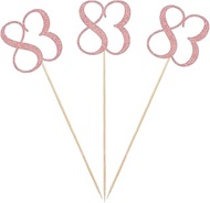Rose Gold 83rd Glitter Birthday Centerpiece Sticks, 12-Pack Number 83 Table Topper Anniversary Party