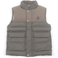 【5積分】成色極佳 □ MONCLER 23AW RANCE GIUBBOTTO Logo Patch Material Switching Down Vest Gilet ブラウン 1 Authen