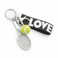 【】 Cute Sport Mini Tennis Racket Pendant Keychain Badminton Keyring Key Chain Ring Finder Holer Acce