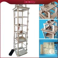 Lohobby Wooden Elevator Model Educational Building Toy DIY Assemble Electric Elevator Toy Building K