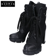 Pre-owned Prada 1T427M Triangle Logo Re-Nylon Lace-Up Boots in Excellent Condition