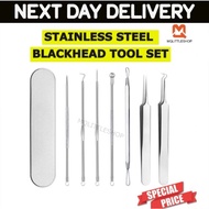 [MQLITTLESHOP]7pcs Blackhead Whitehead Remover Tool Kit Extractor Makeup Beauty Tool Tweezer Ear Dig