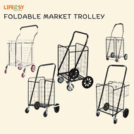 Foldable Market Trolley Aluminum Foldable Grocery Shopping Cart / Market Trolley With Swivel Wheel