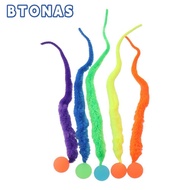 BTONAS 5 PCS Cat Toys, Colorful Indoor Cats Bouncy Ball, Ball Color Random Fuzzy Worm with Tail Dura
