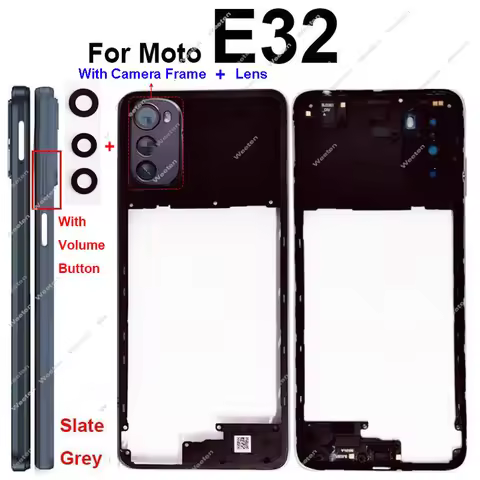 For Motorola MOTO E22 E22i E32 E32S Middle Frame Cover Housing with Lens Frame Replacement