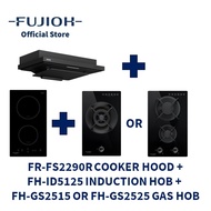 FUJIOH FR-FS2290R Slim Cooker Hood (Recycling) + FH-ID5125 Domino Induction Hob with 2 Zones + FH-GS25 Domino Gas Hob