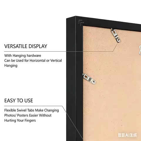 11X17 Picture Frame Black Display Pictures 8 X 12 with, Mat or 11 X 17 without m
