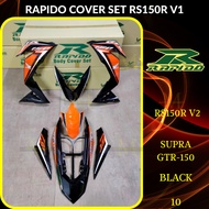 RAPIDO COVER SET RS150R/RS150 V2 V3 SUPRA GTR150 (10) BLACK (STICKER TANAM/AIRBRUSH) COVERSET