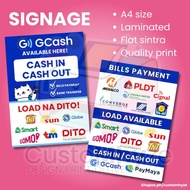 GCASH | load | bills signages A4 size