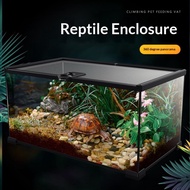 Reptile Pet Glass Tank Stackable Lizard Gecko Beetle Spider Feeding Rainforest Landscaping Breeding 