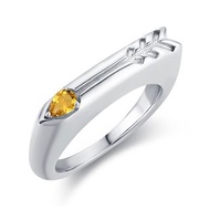 黃水晶圖章戒指-箭心形客製女戒-925純銀印章情侶對戒-免費刻字