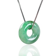 【願‧平安】飄綠花翡翠平安扣項鍊 | 天然緬甸翡翠A貨 | 送禮