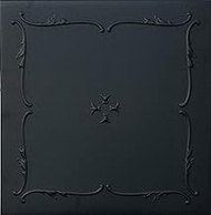 A La Maison Ceilings R05 Spring Buds Pre-Painted Foam Glue-up Ceiling Tile Pack of 96, Black Matte, 