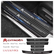 Citroen Car Door Sill Sticker Anti-Scratch Carbon Fiber leather Sticker Trunk Protector Stickers For C1 C3 C4 C5 C8 xsara picasso DS5 Accessories