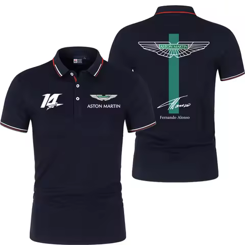 Aston Martin Racing Team Fernando Alonso Men's Summer Sports Polo Shirt Outdoor Men's Fashion Top Po