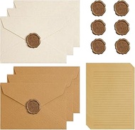 Vintage Writing Paper with Envelope, 22 Pieces Envelopes Writing Paper Set with 10 Sheets of A5 Kraf