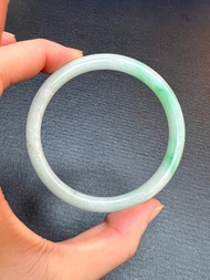 冰種 天然翡翠 緬甸 A玉 玉鐲 • 白底青翡翠圓鐲