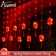 Auoyo CNY decoration led light 2024 3M Spring Festival Lantern String Celebration Fu Character Curta