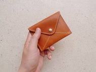 手工縫製棕色老信封牛皮卡夾/零錢夾/名片夾