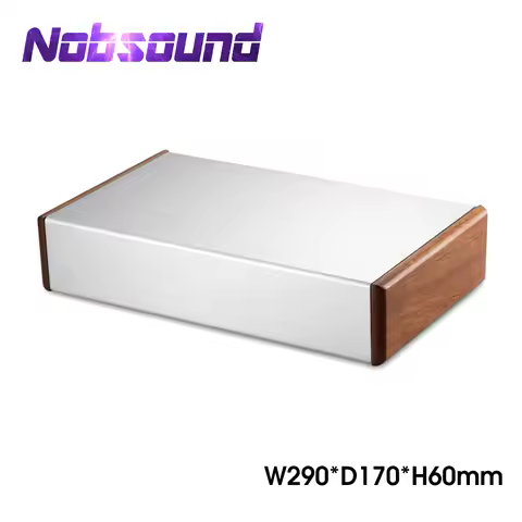 Nobsound Aluminum Chassis Amplifier Case Wooden Side Panel Box Mini Enclosure DIY House (W290mm×D170