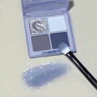 Blue Grey Contrast Small Smoky Eyeshadow Blue Eyeshadow Ins Cool Fairy Four-color Eyeshadow Plate Ma