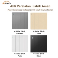 JK SPACE 4/ Light Switch Socket/ Switch Home Switch JK SPACE Combination silver switch luxury switch