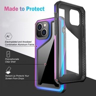 ️ ️ Magic Color Steel Armor Phone Case | Protective Transparent Metal Frame & Back Phone Case