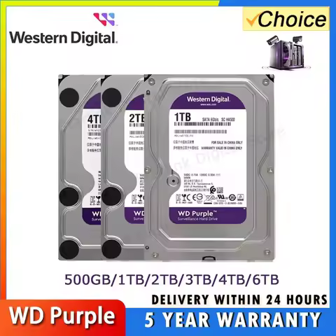 WD Purple 4TB 1TB 2TB 3TB 6TSurveillance Internal Hard Drive Disk 3.5" 64MCache SATA III 6Gb/s HDD H