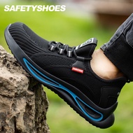 Ready Stock Safety Shoes Anti-smashing Anti-piercing Steel Toe Shoes Flying Knit Work Shoes Protective Safety Shoes Work Shoes Anti-slip Steel Toe-toe Work Shoes Protective Work Shoes Const