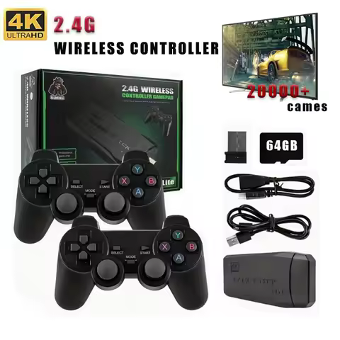 M8 Wireless Video Game Stick 2.4G Dual Joystick Console Gaming Stick 4K 20000+ Gaming Retro Gaming T