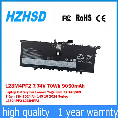 L23M4PF2 7.74V 70Wh 9050mAh Laptop Battery For Lenovo Yoga Slim 7X 14Q8X9 7Gen 9TH 2024 Air 14S 15 2