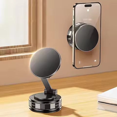 Upgraded Vacuum Magnetic Car Phone Holder for MagSafe, 360° Rotation, 96LBS Ultra Suction Cup Mount 