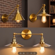 Loft Iron Adjustable Wall Lamp Bedroom Living Room Bedside Clothing Store Long Arm Hand Cranked Amer