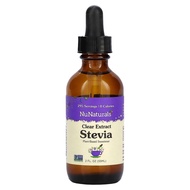 NuNaturals Clear Extract Stevia, Plant-Based Sweetener, Unflavored, Glass Bottle, 2oz