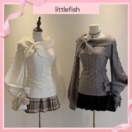 [Littlefish] Vintage Rabbit Ear Knot Sweater - Autumn/Winter Slim Fit