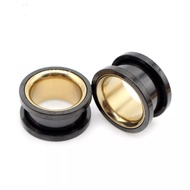 1PCS Earrings (Not a Pair) Piercing EarPlug Tunnel Black Gold Stainless Steel Variation