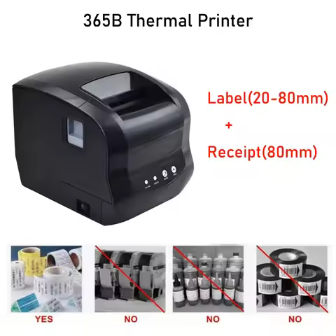 Xprinter 365B Label Printer Thermal Barcode Receipt Printer Sticker Printer 20-80mm Paper in Superma