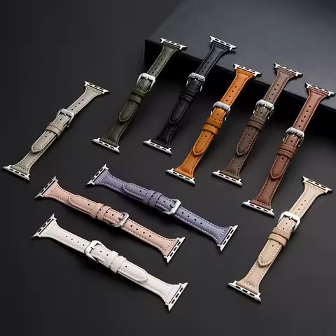 Slim Leather Strap For Apple Watch Band 42mm 38mm 49mm 44 mm 44mm 40mm 41mm Bracelet apple watch9 8 