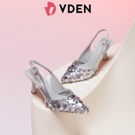 VDEN Glittering Ankle Strap High Heeled Pointed toe Shoes For Women 3.2INCH/8.5CM Elegant Sequined S