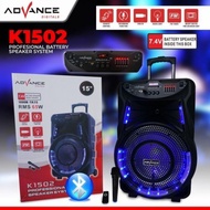 SPEAKER AKTIF 15 INCH ADVANCE K1502 + MIC BT AUX FM AUDIO REMOTE EQ