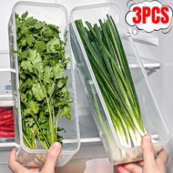 1/3Pcs Rectangle Transparent Storage Box Kitchen Refrigerator Cilantro Shallots Noodle Food Storage 