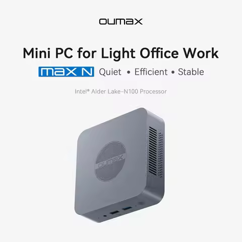 2025 OUMAX MINI PC Intel N95/N100 3.4GHz DDR4 3200MHZ Slot WiFi5 BT5.0 M.2 2280 PCIex4 SATA SSD 1000