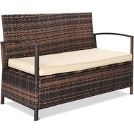 Vingli 40 Gallon Outdoor Storage Bench , Wicker Deck Box Large Capacity , Patio Sofa Storage Bench D