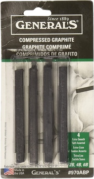 General Pencil Compressed Graphite Sticks 4/Pkg - 2B 4B 6B